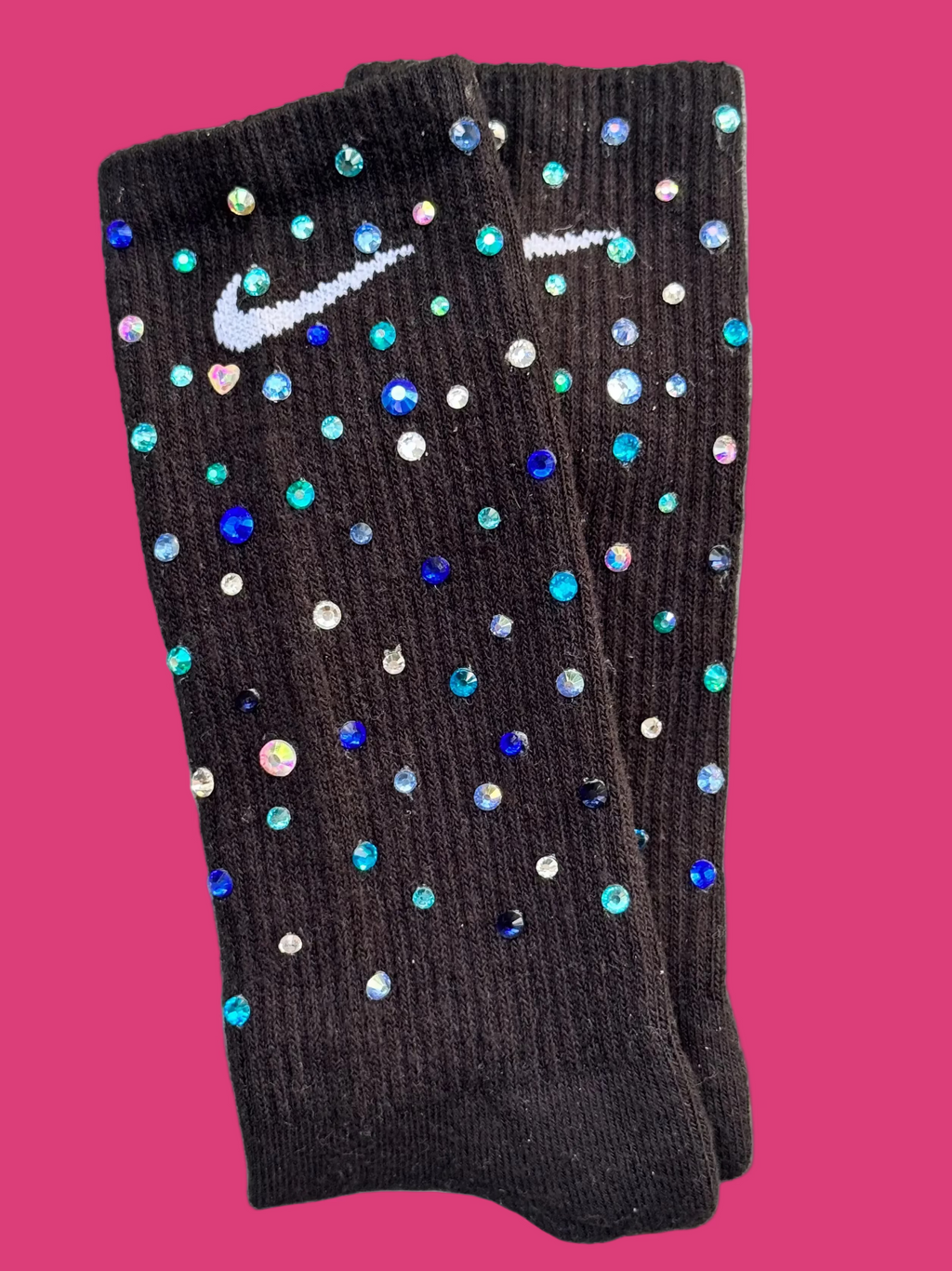 Blue-tiful Rhinestone Nike Socks