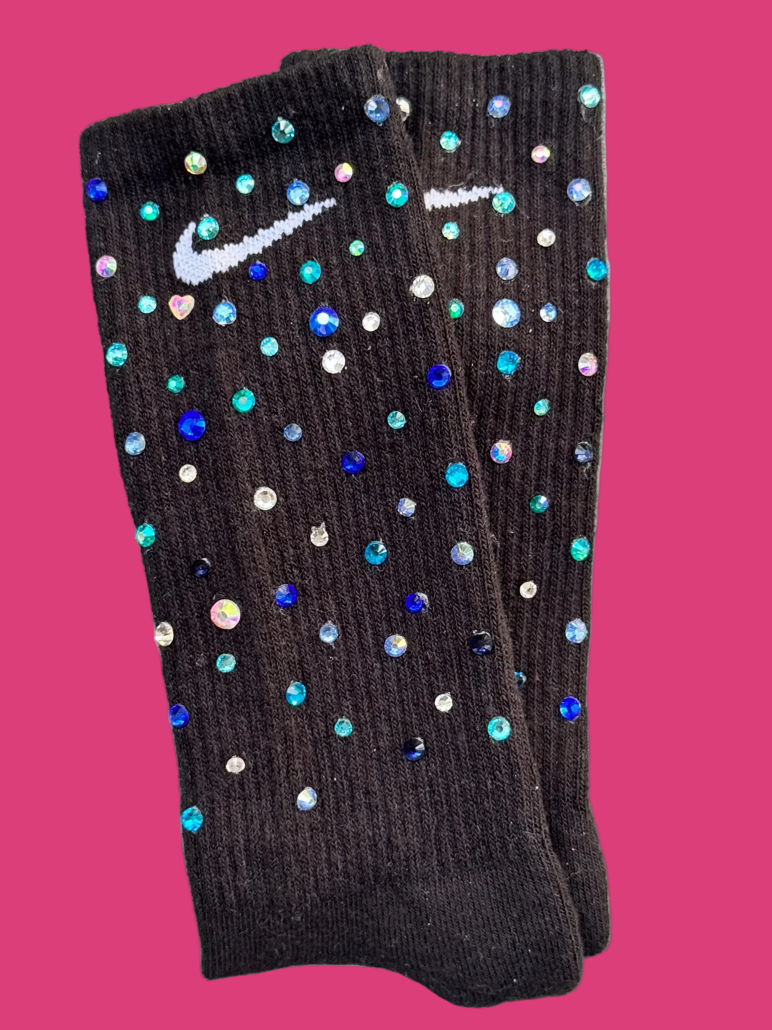 Blue-tiful Rhinestone Nike Socks
