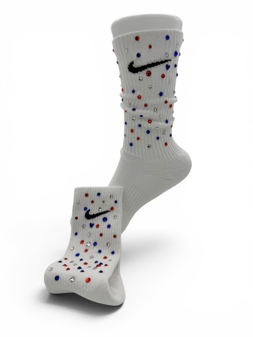 Orange, Royal Blue and Crystal Clear Rhinestone Nike Socks