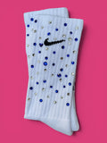 Blue & Crystal Clear True Fans Rhinestone Nike Socks