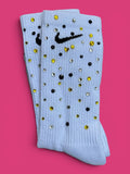 Yellow, Black and Crystal Clear Queen Bee Rhinestone Nike Socks