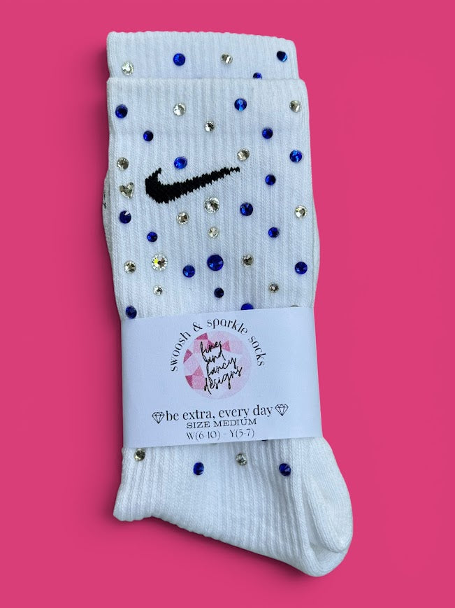 Sapphire Skies in September Rhinestone Nike Socks