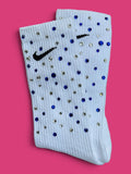 Sapphire Skies in September Rhinestone Nike Socks