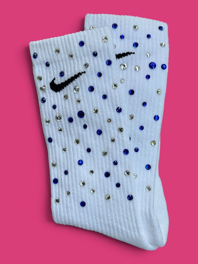 Sapphire Skies in September Rhinestone Nike Socks