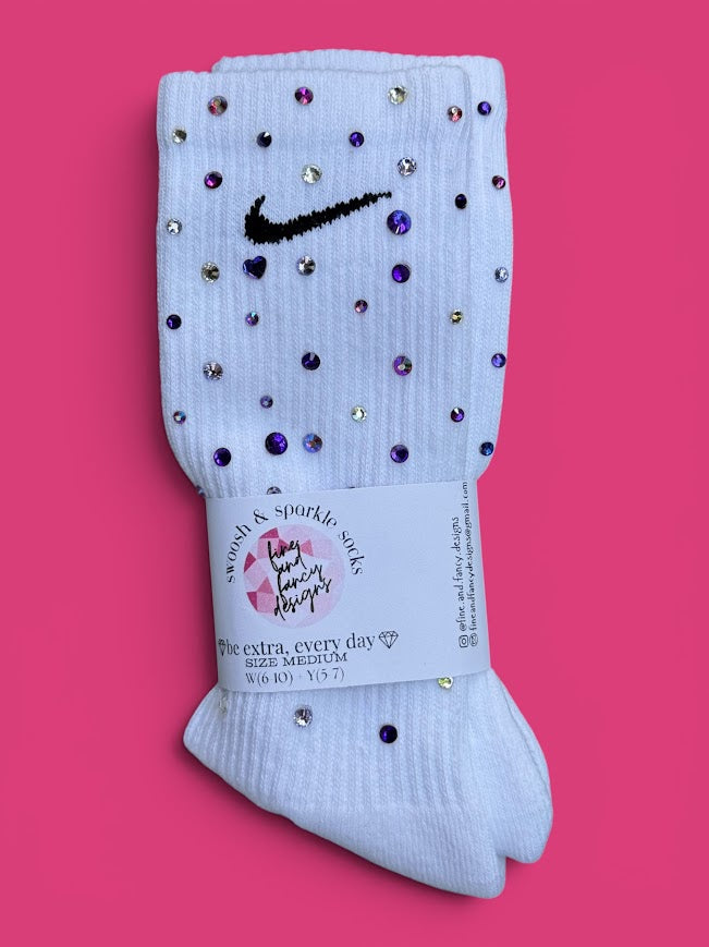 Purple Rain in February Rhinestone Nike Socks