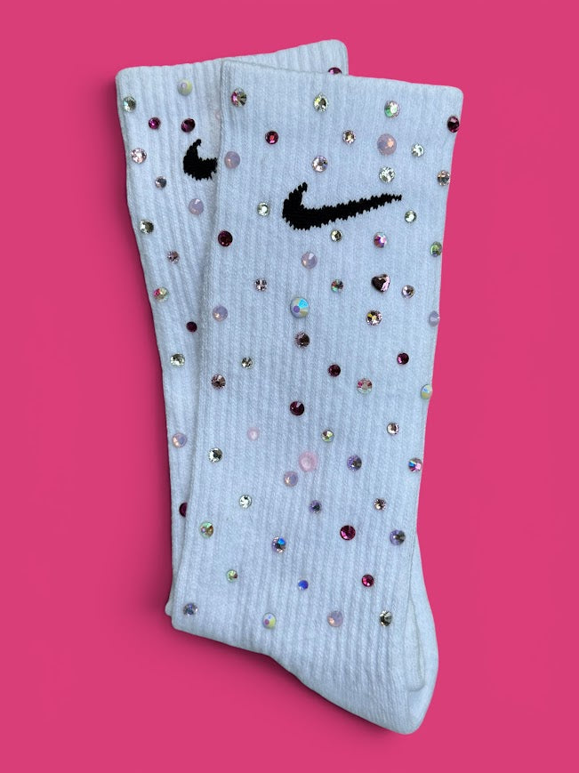 Pretty in Pink Rhinestone Nike Socks
