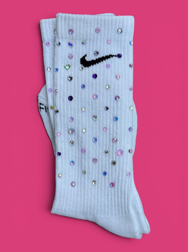 Purple Unicorn Rhinestone Nike Socks