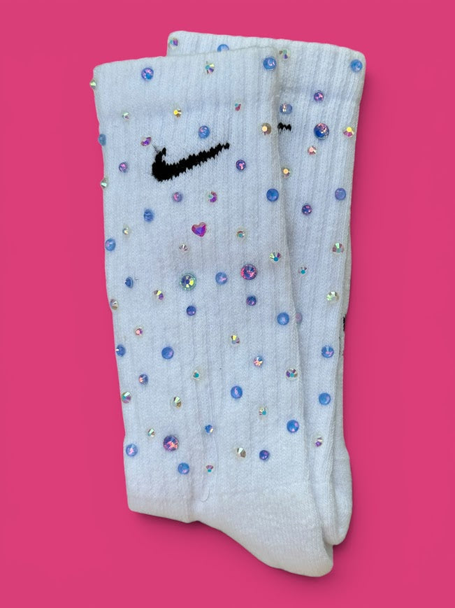 Blue Unicorn Rhinestone Nike Socks