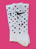 Red, Black & Crystal Clear Go Bulls Rhinestone Nike Socks