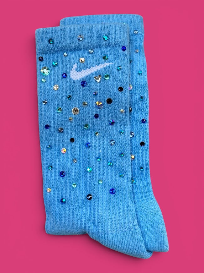 Blue-tiful Rhinestone Nike Socks