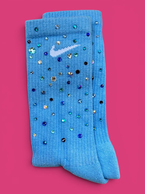 Blue-tiful Rhinestone Nike Socks