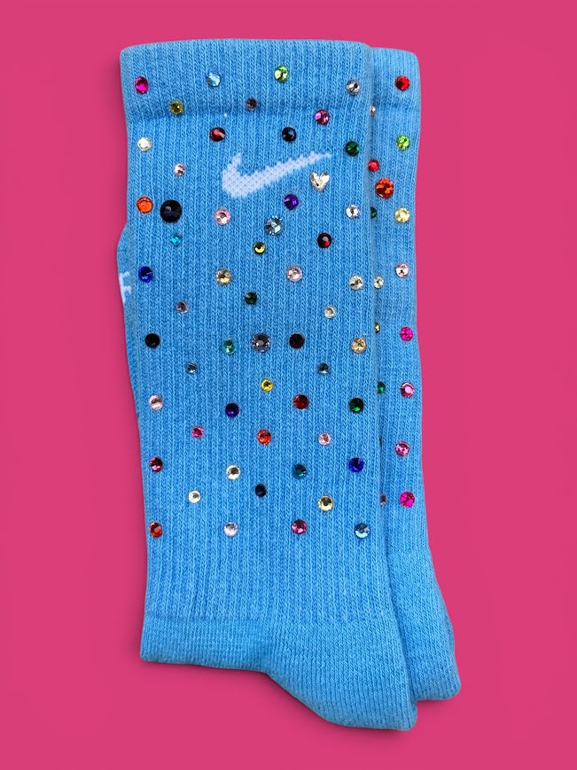 Rainbow Rhinestone Nike Socks