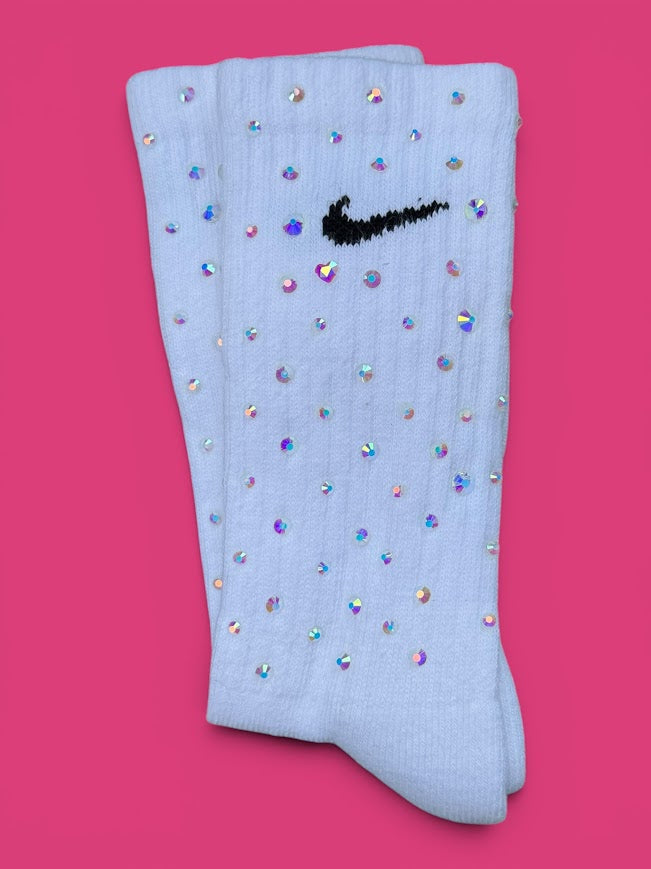Clear Confidence Rhinestone Nike Socks