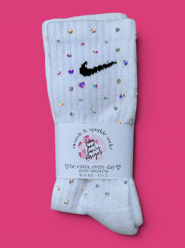 Clear Confidence Rhinestone Nike Socks