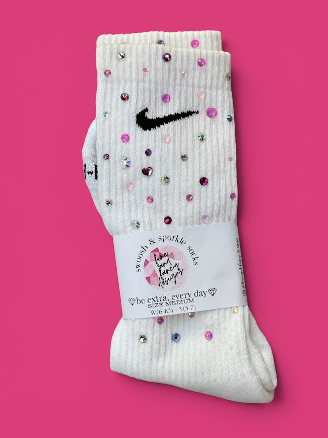 Pink Unicorn Rhinestone Nike Socks